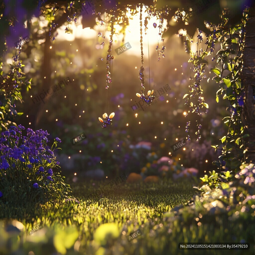 浪漫林间花丛