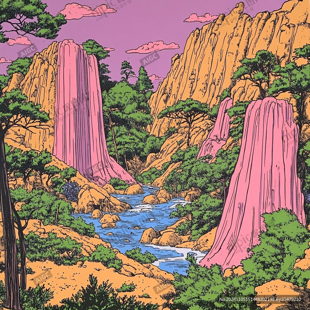 九曲溪插画