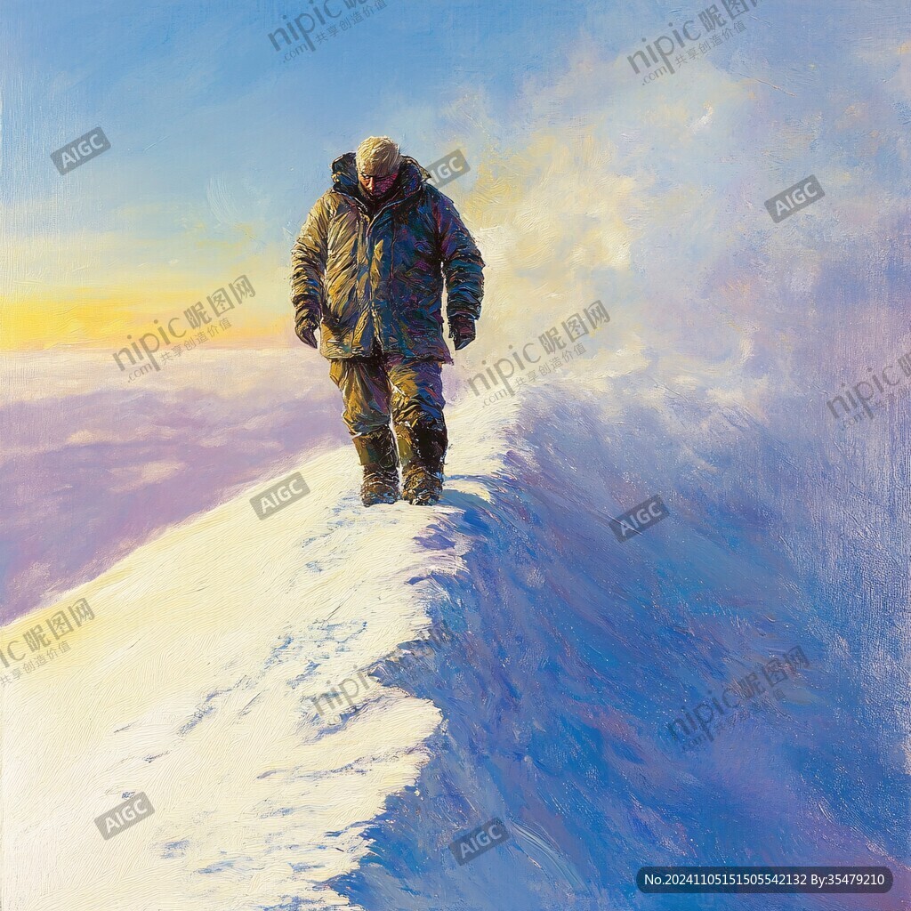 风雪徒步人
