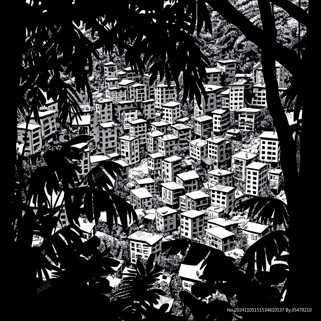 城市黑白画