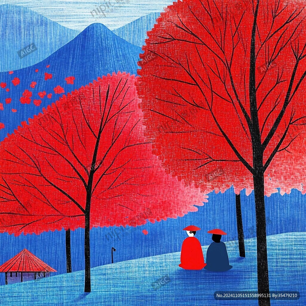 红蓝调插画
