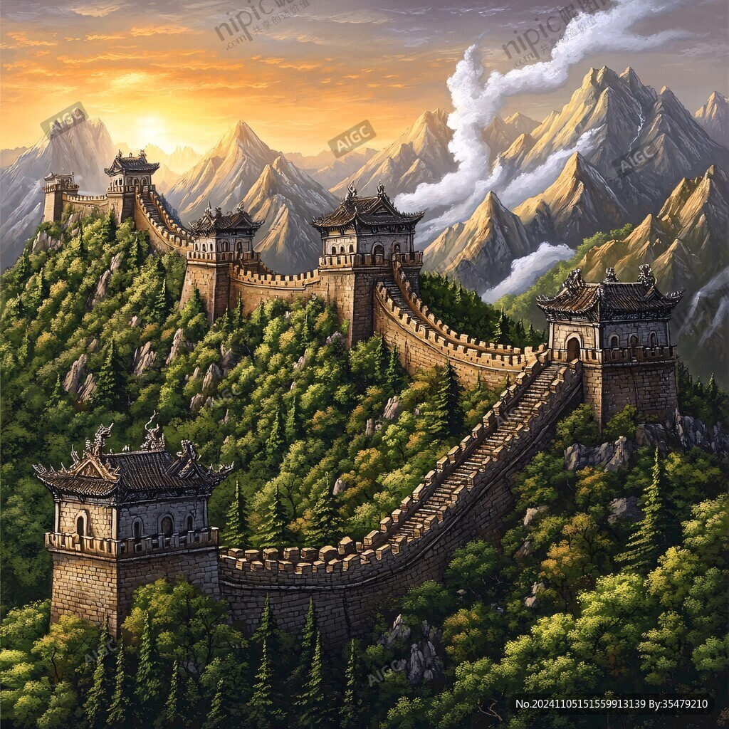 长城风景插画