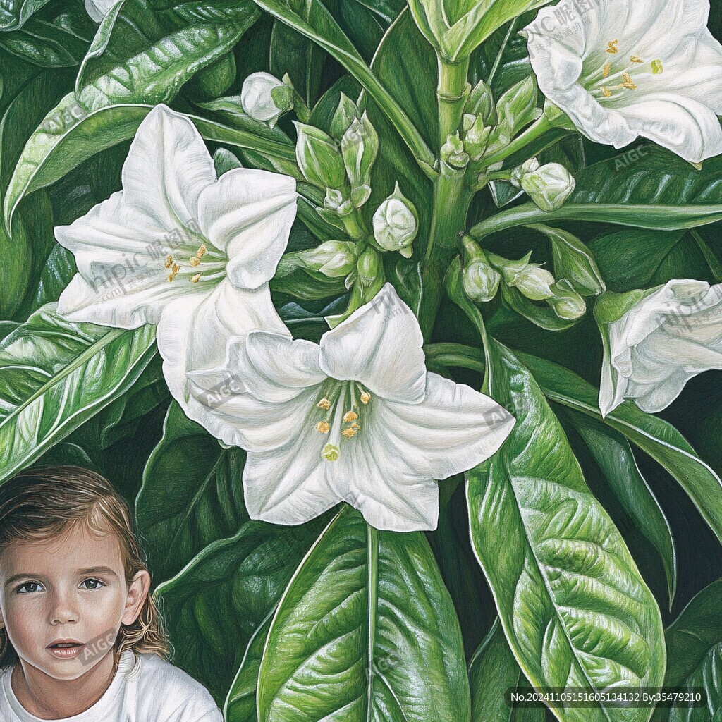 茉莉花壁画