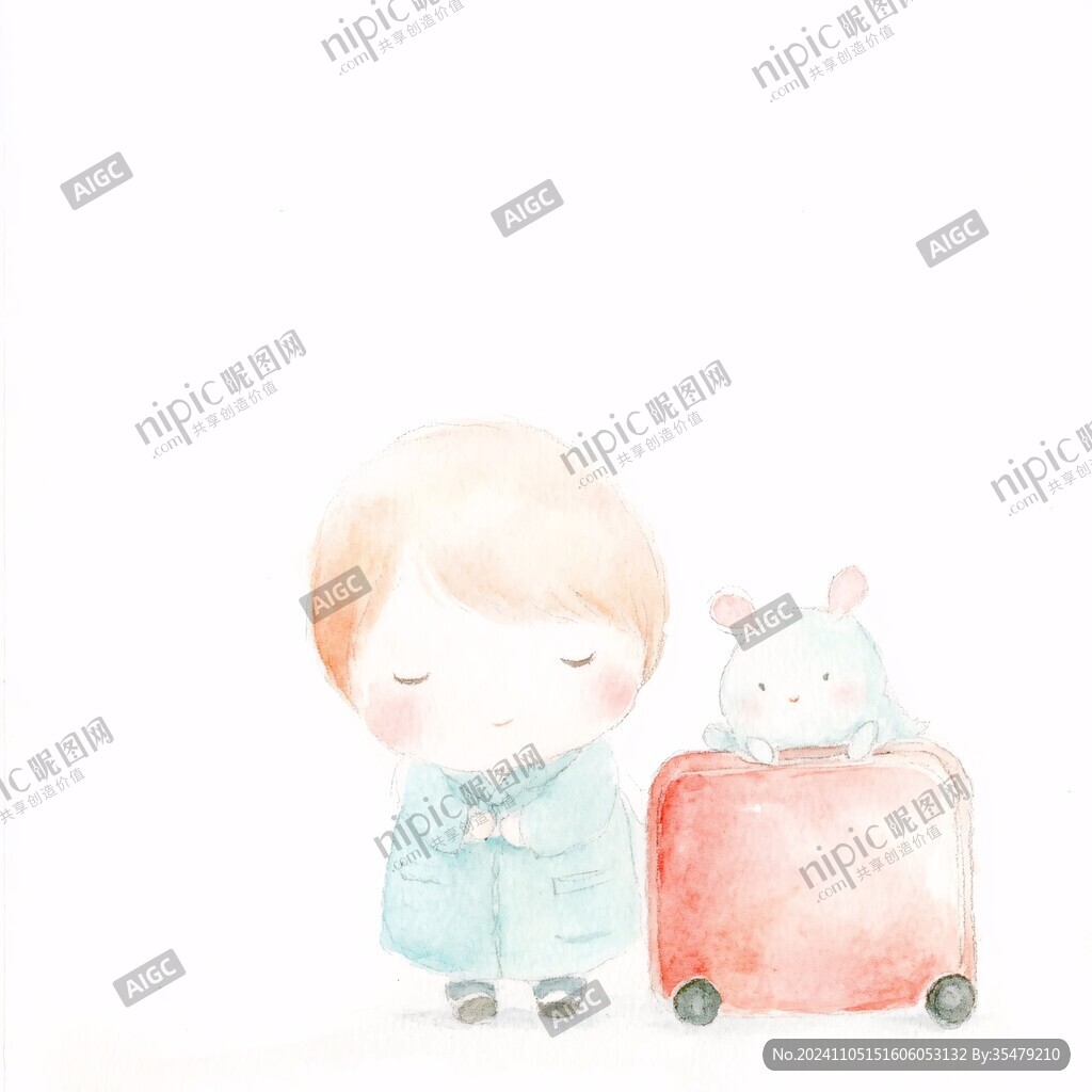 儿童行李箱插画