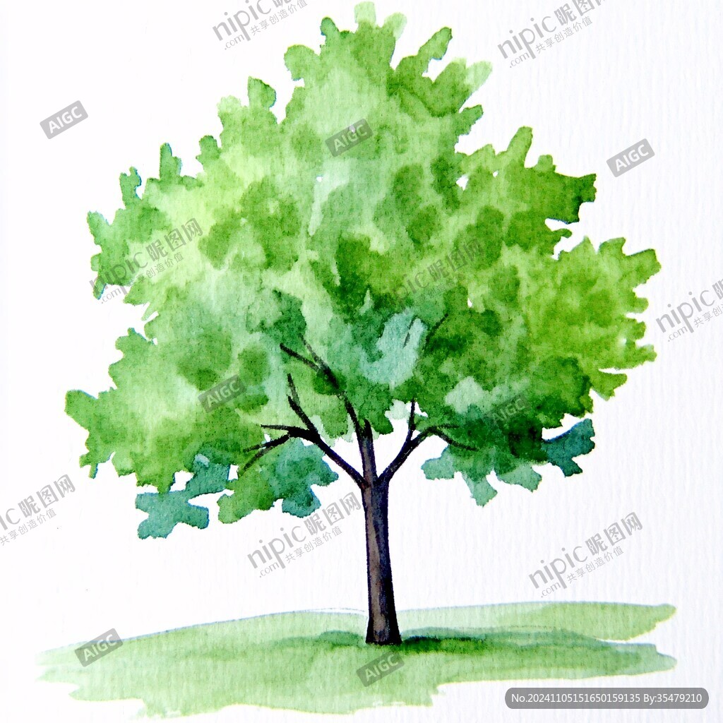 树木水彩画