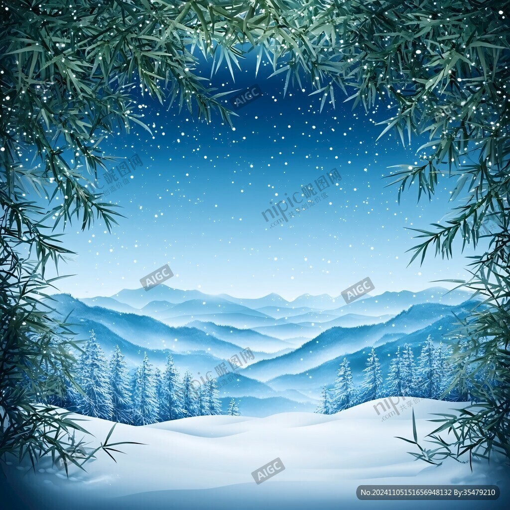 手绘雪夜风景无框画