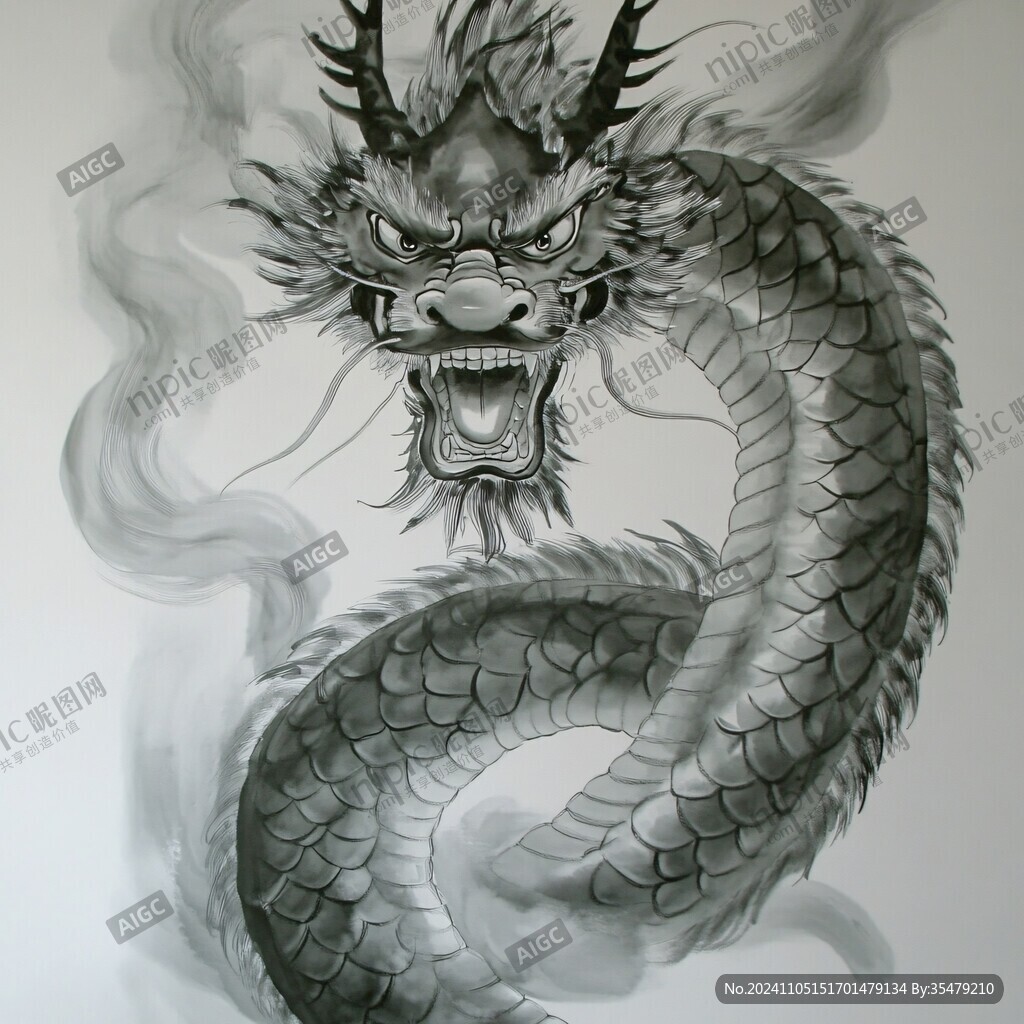 手绘龙壁画
