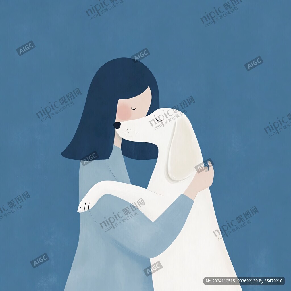 情侣拥抱浪漫插画