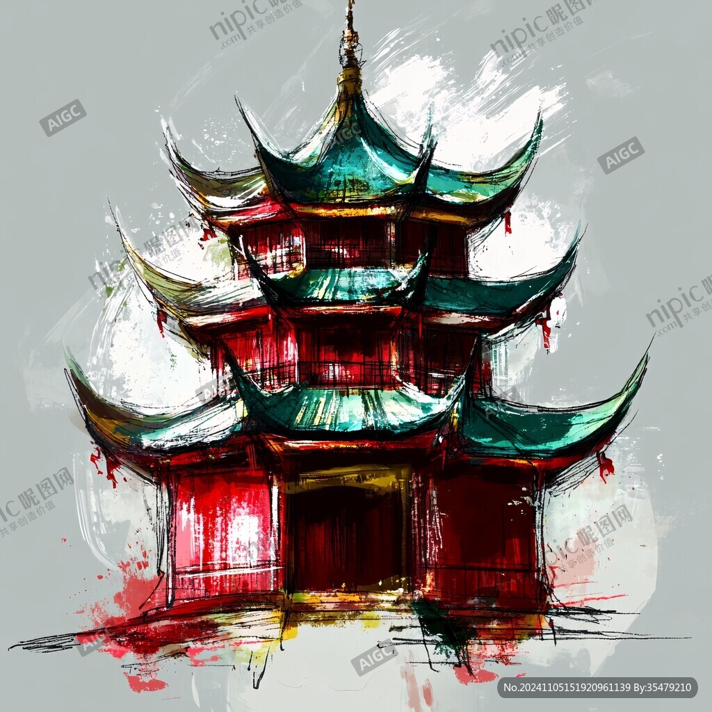 中国建筑鼠绘
