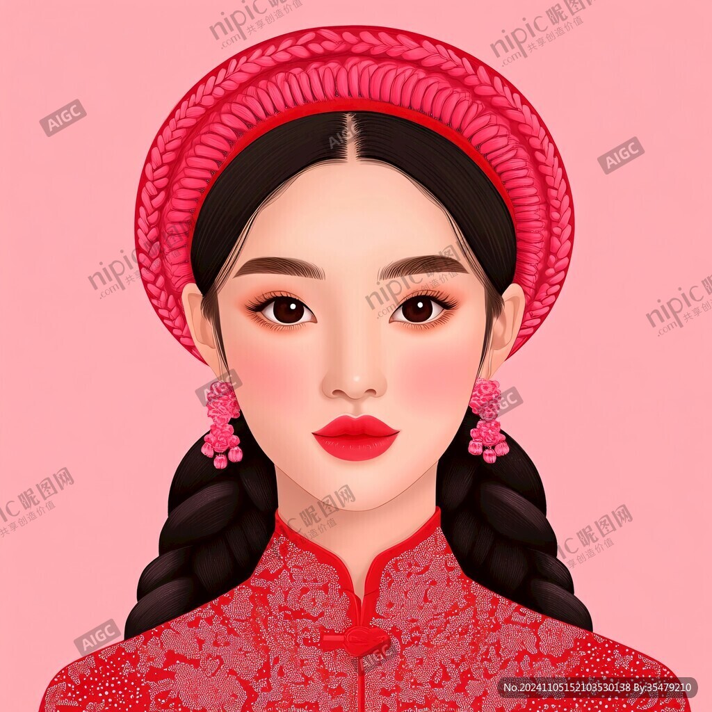 哈尼族美女插画