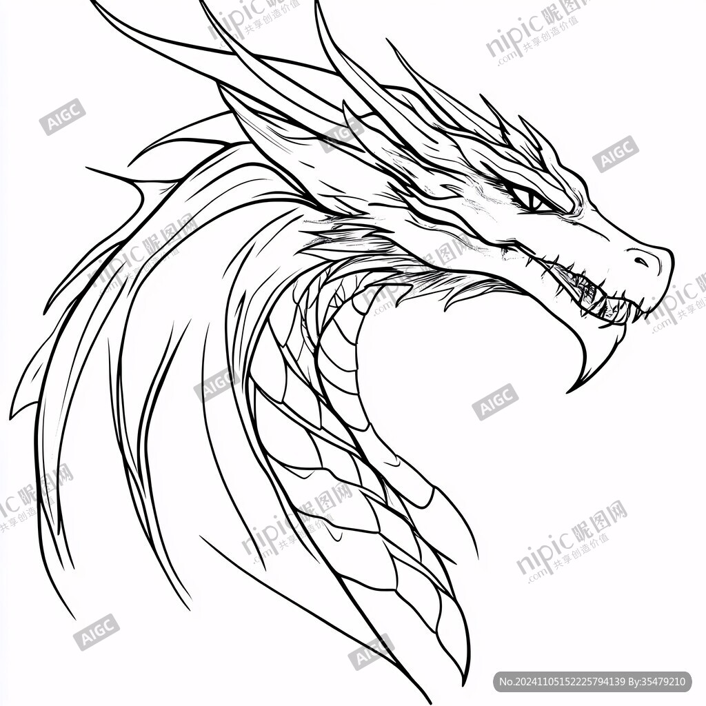 白描手绘龙