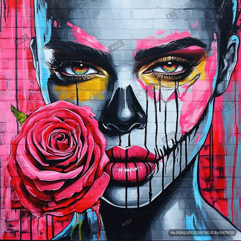 人脸色块拼接装饰画