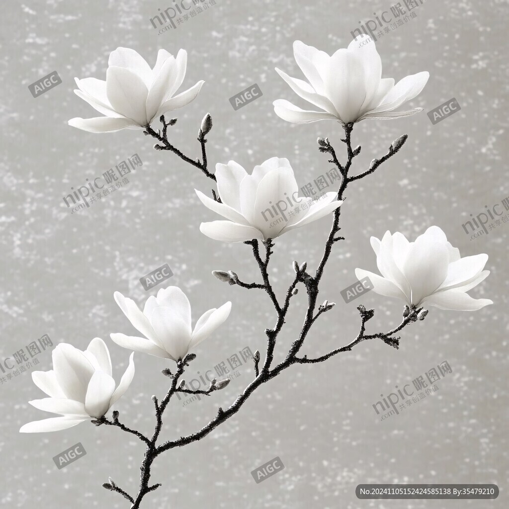 工笔玉兰花装饰画