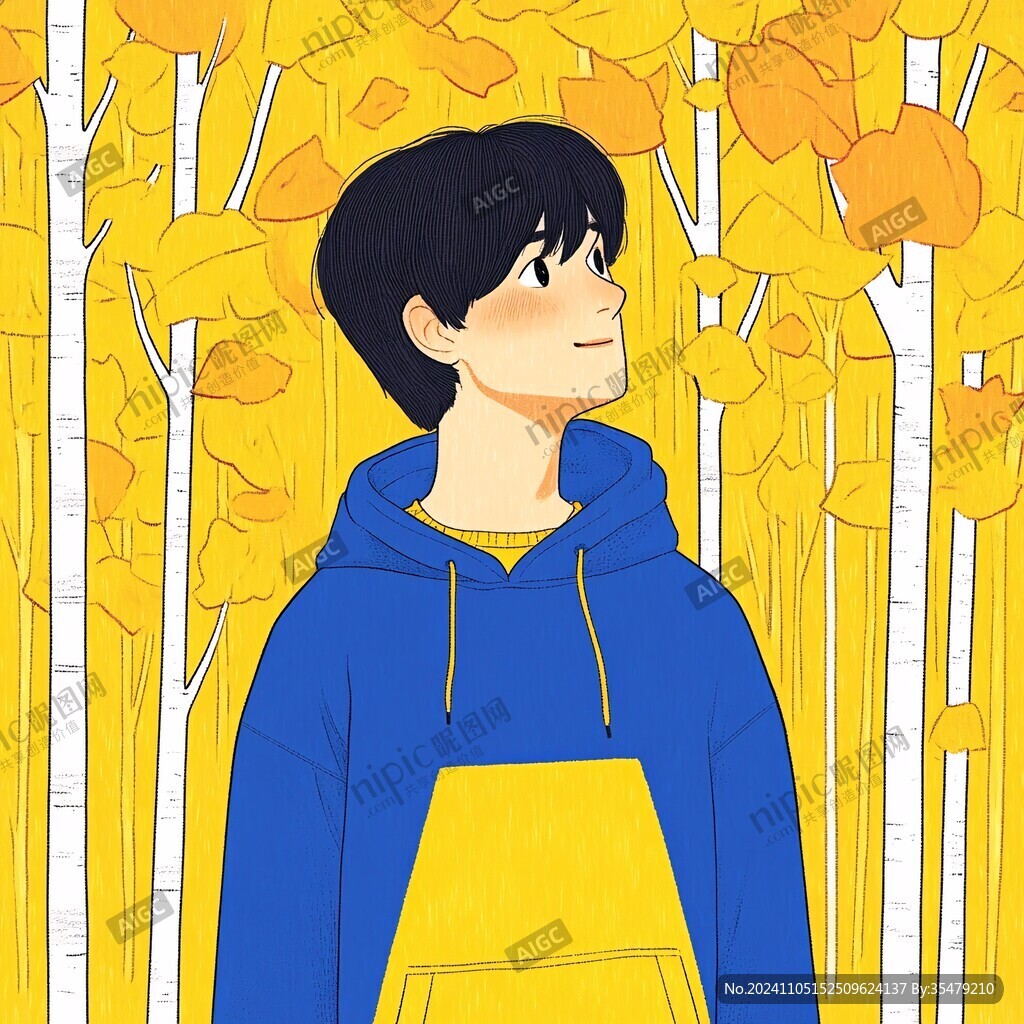 银杏树下的人