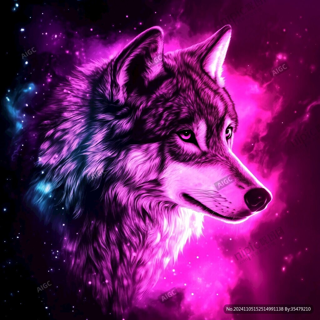 时尚手绘猛狼唯美插画