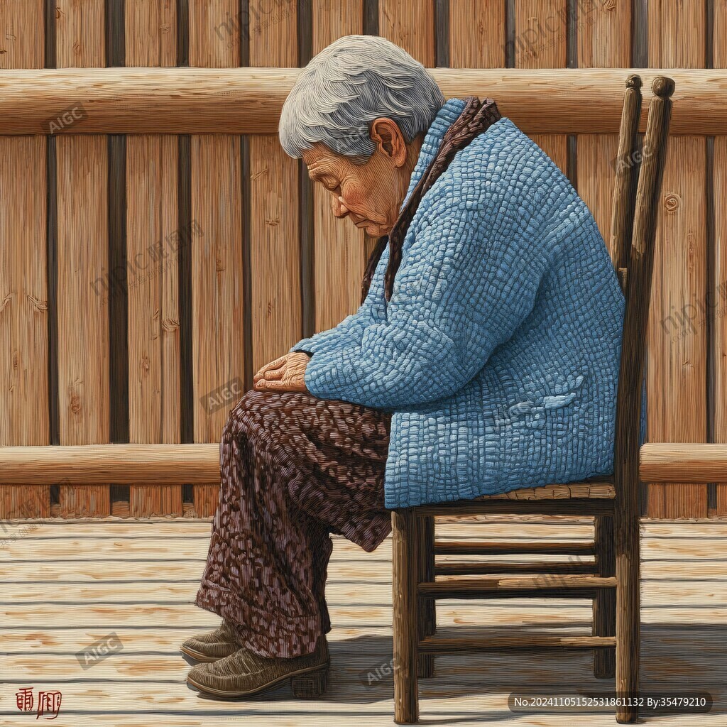 坐等亲人的老人
