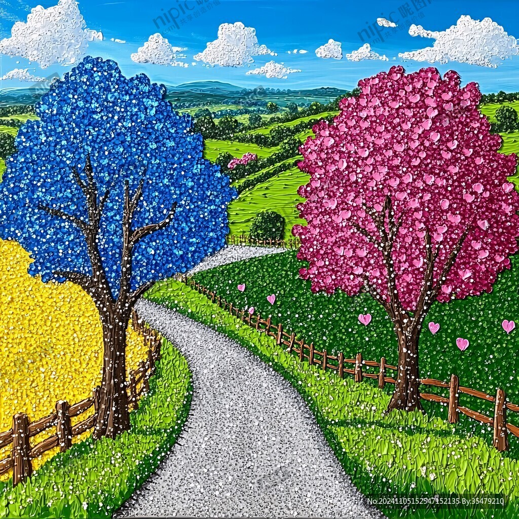 风景开满花的树