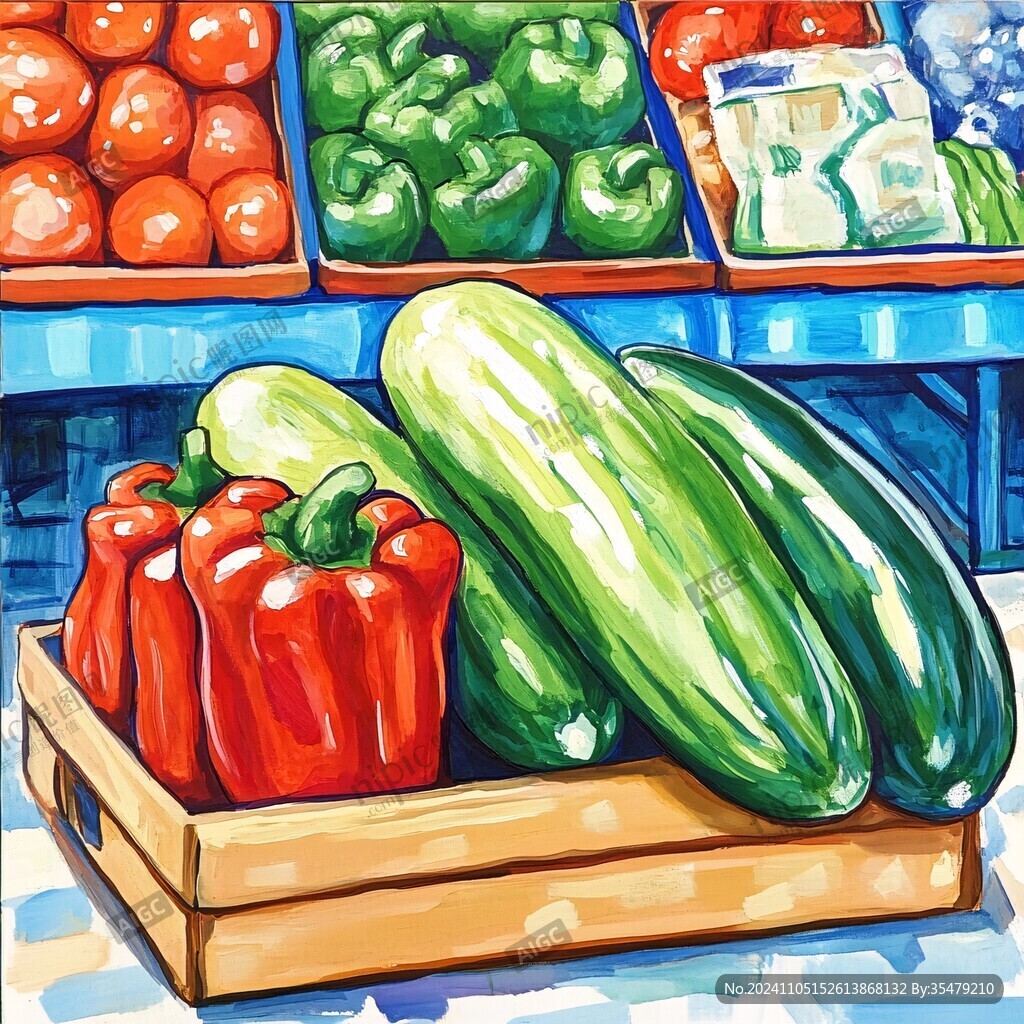 超市蔬菜插画设计