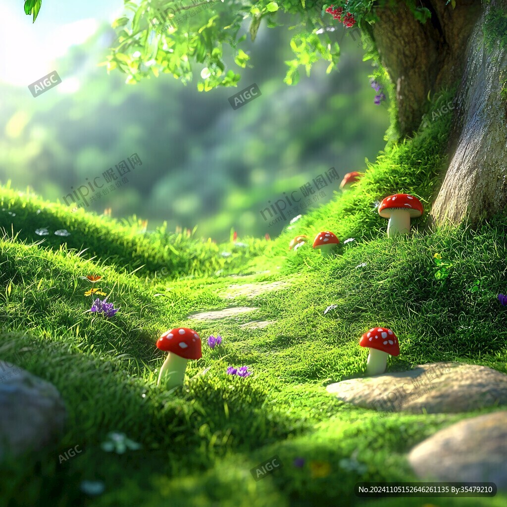 梦幻蘑菇背景