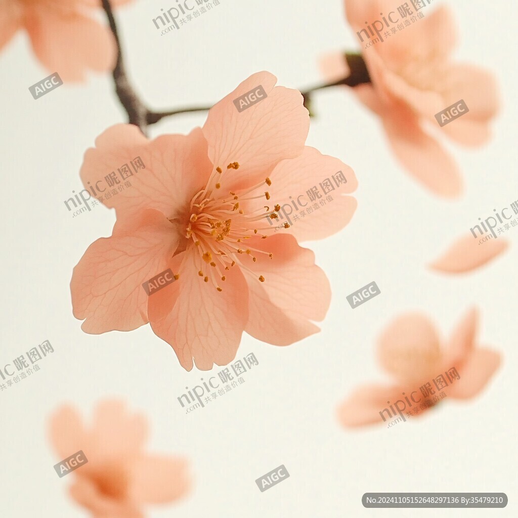 花瓣手绘桃花