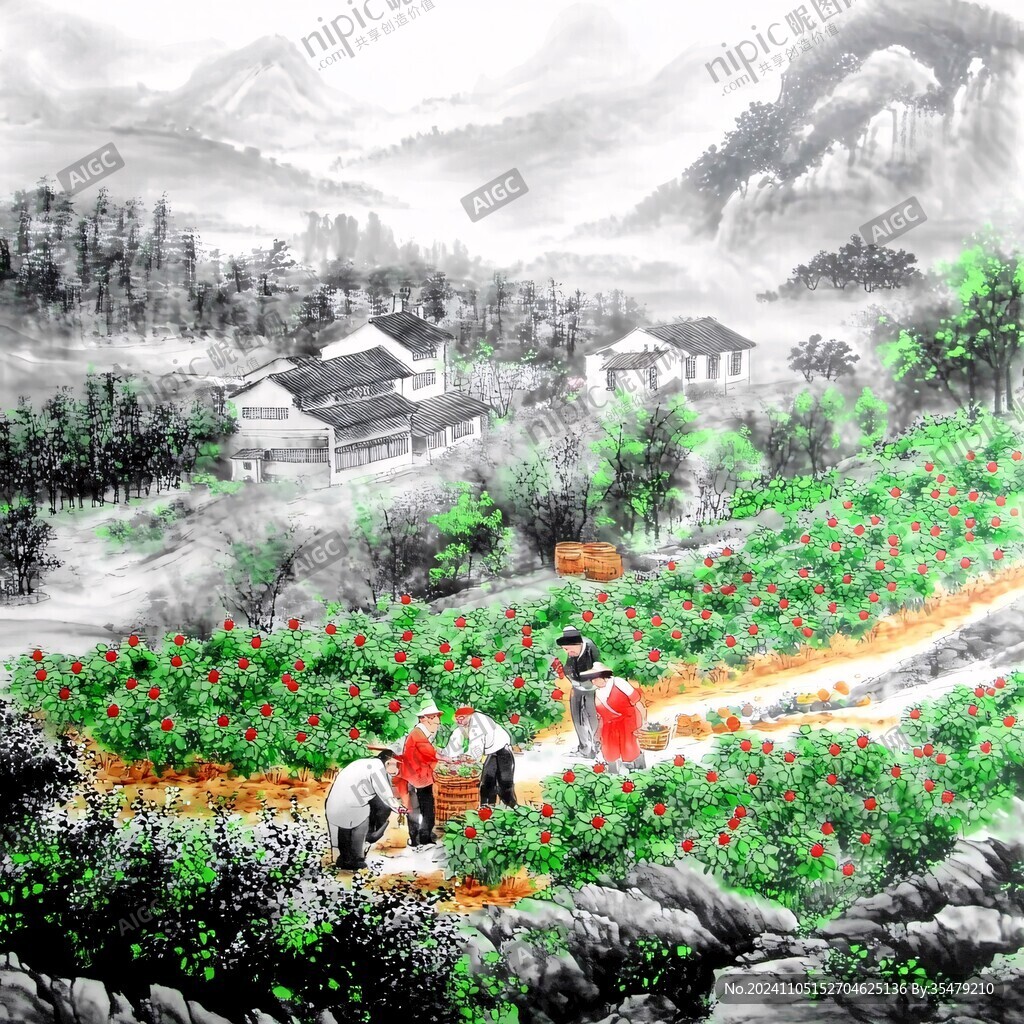 走进新农村水墨版