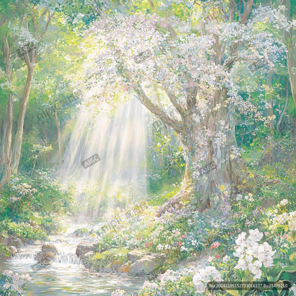 电脑装饰油画阳光森林