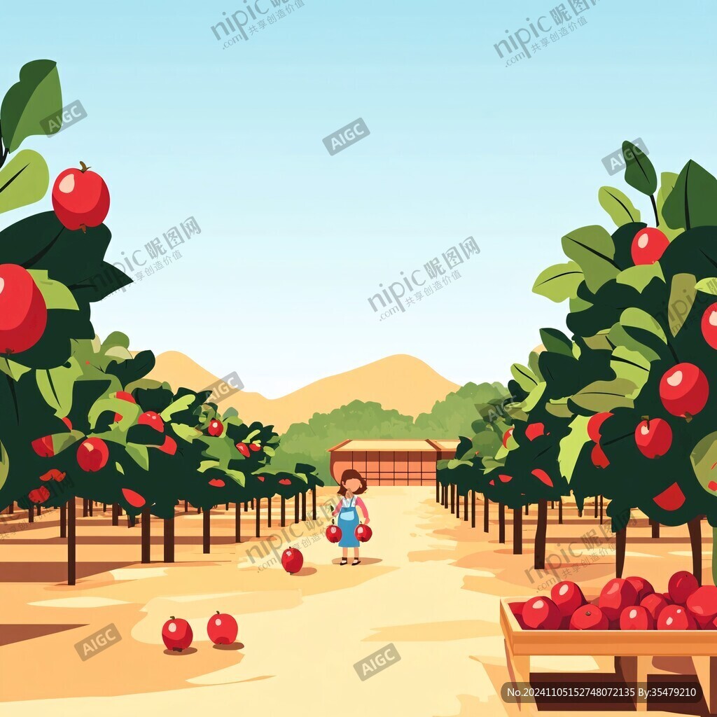 车厘子采摘园插画