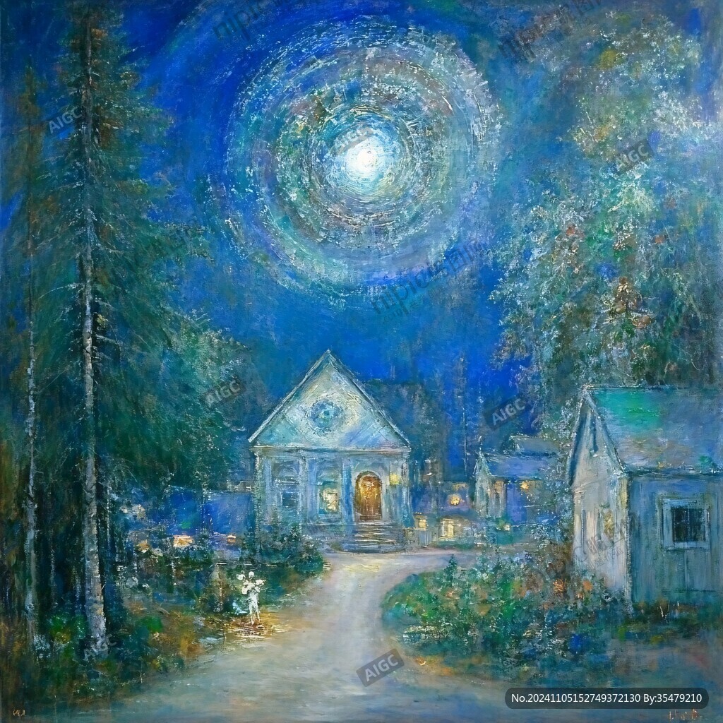 夜景油画
