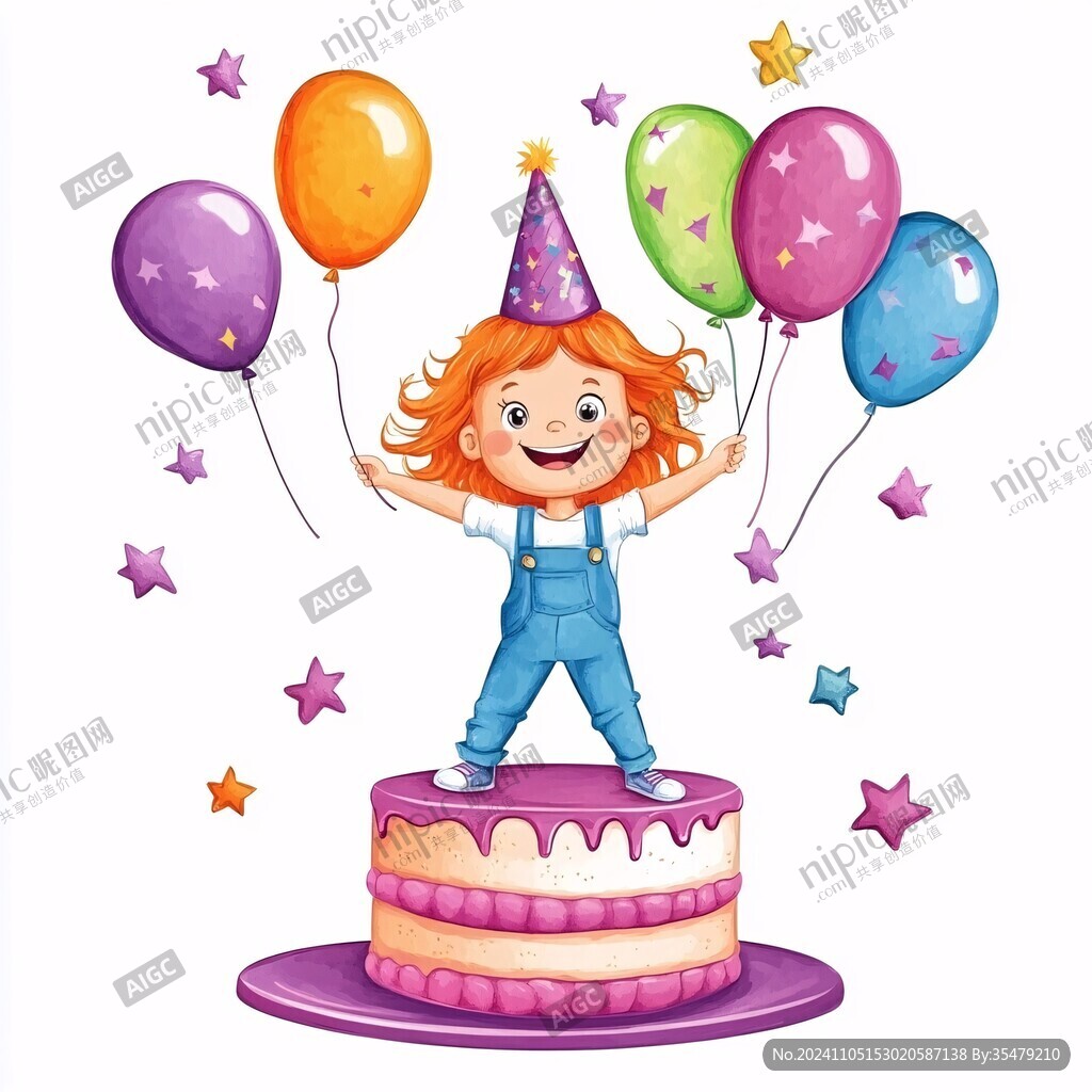 女孩生日手绘