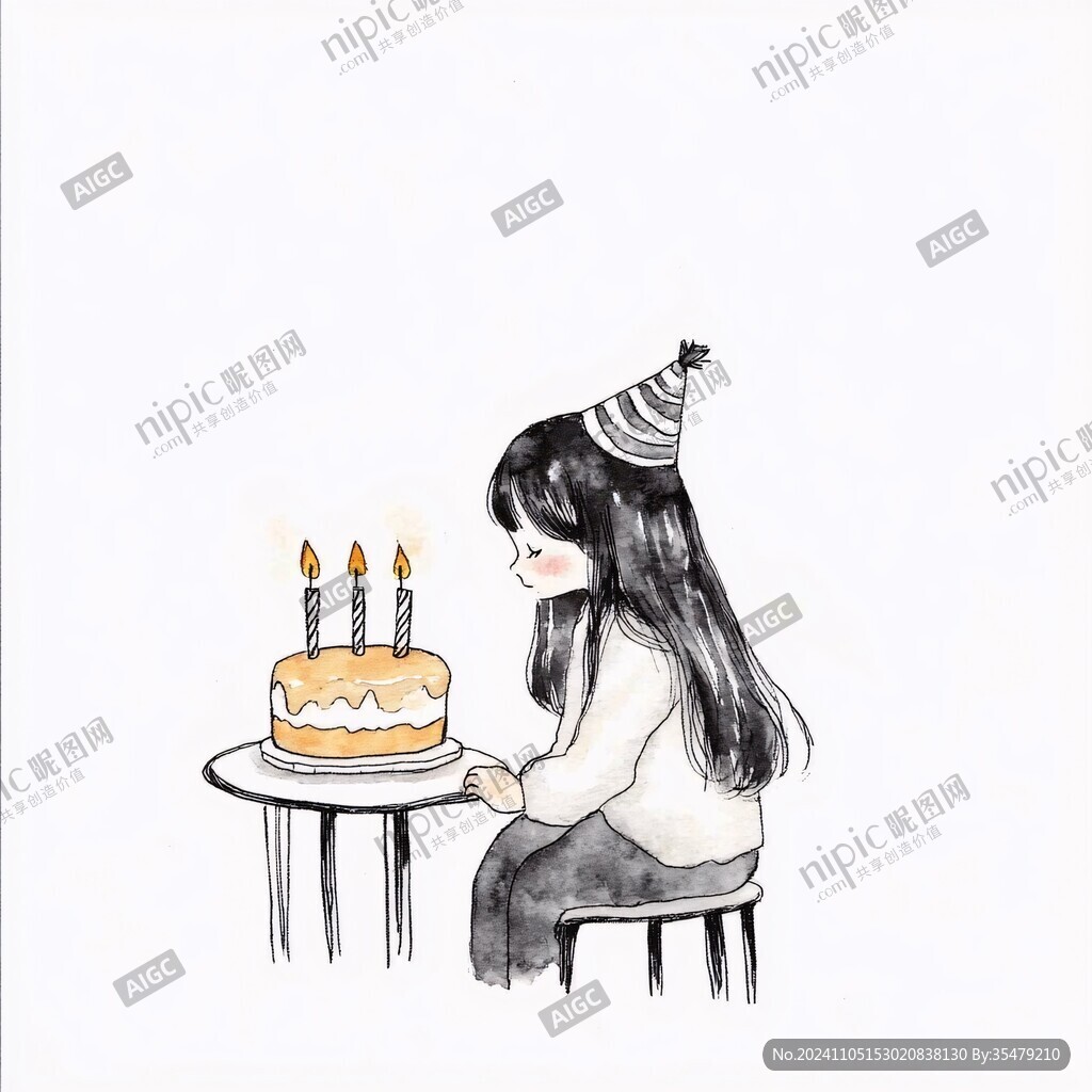 女孩生日手绘