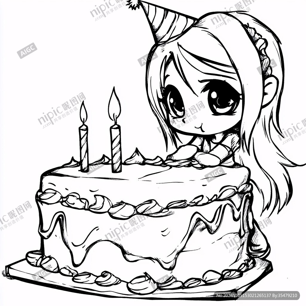 女孩生日手绘