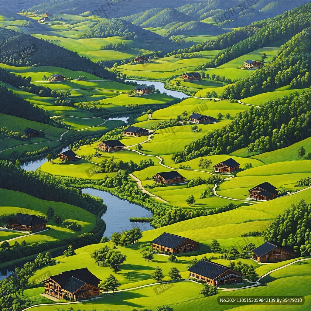 山村民居插画