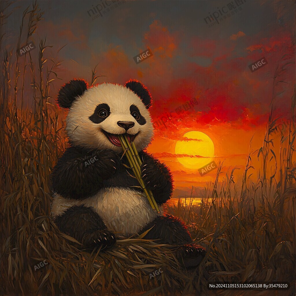 油画熊猫
