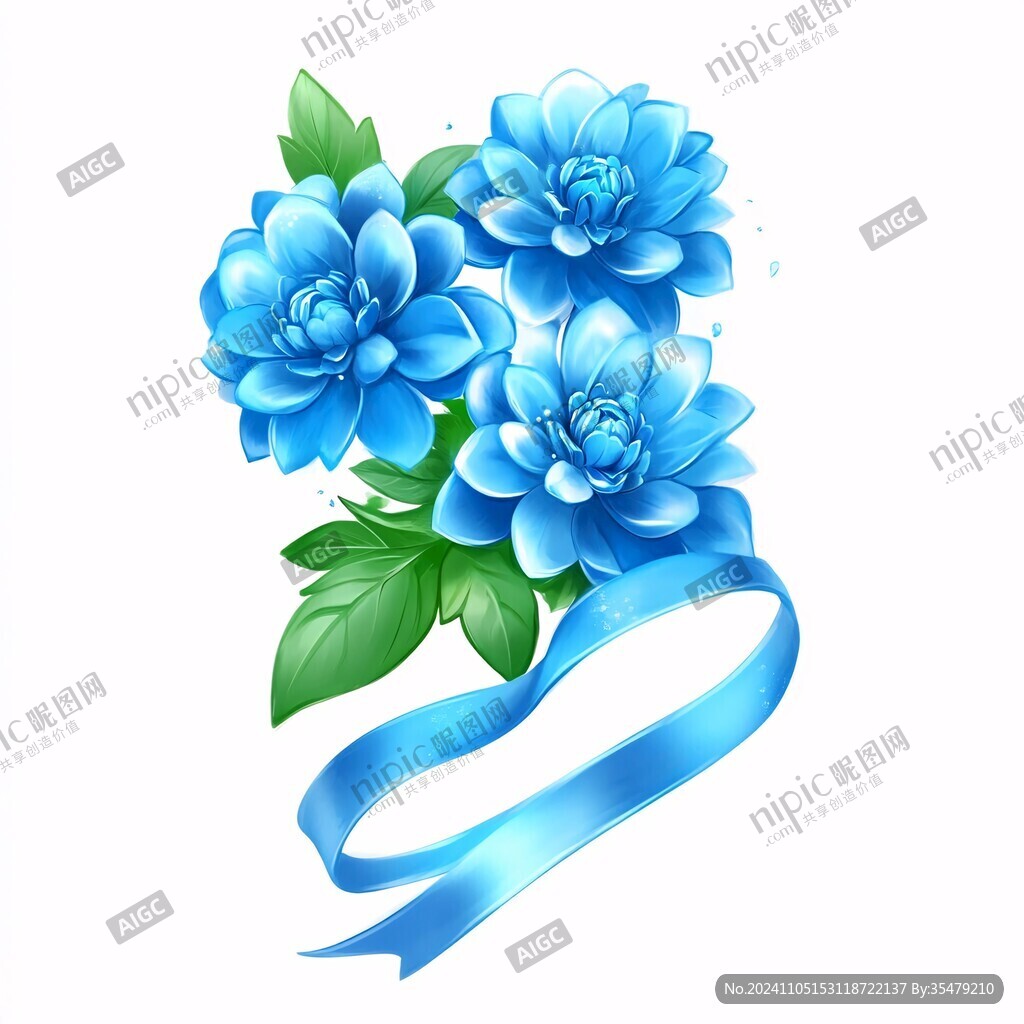 蓝色花朵插画