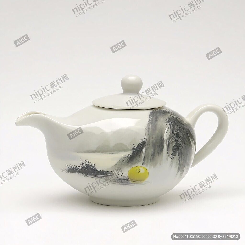 山水纹茶壶