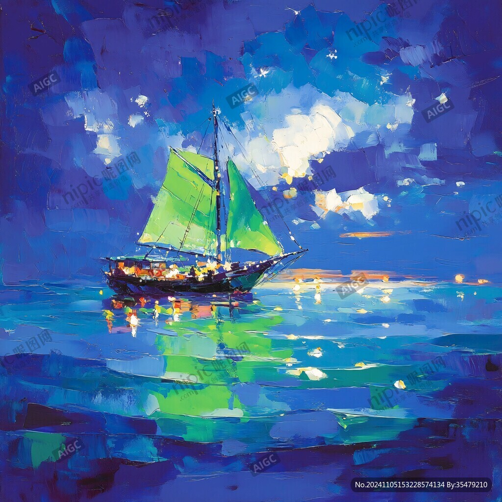 海上航行油画
