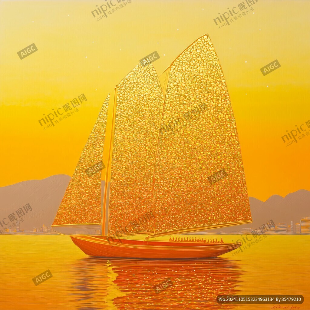 金色帆船装饰画