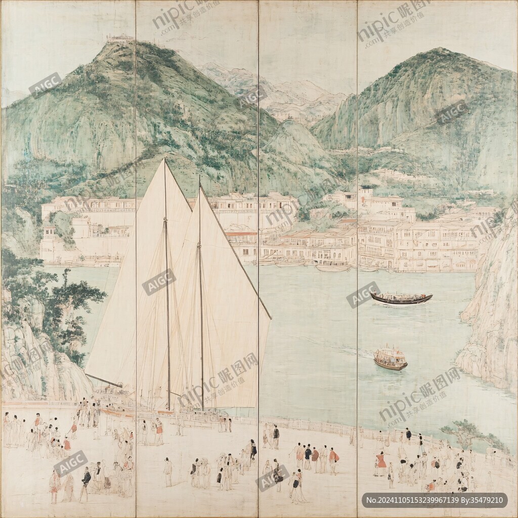 倚霞横琴图页