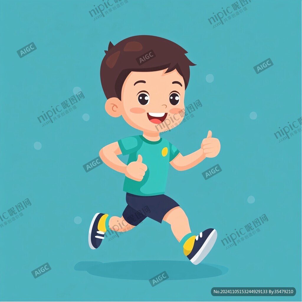 跑步的儿童插画