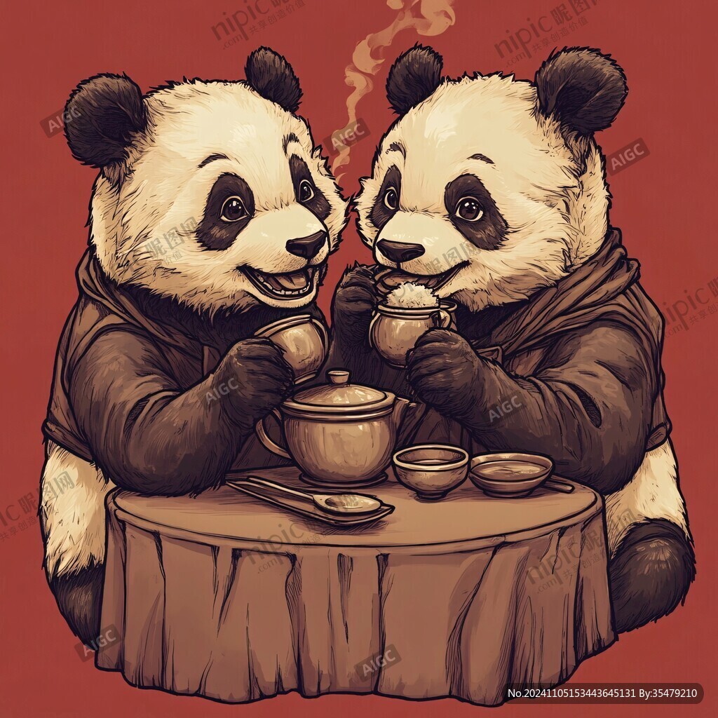 喝茶的熊猫