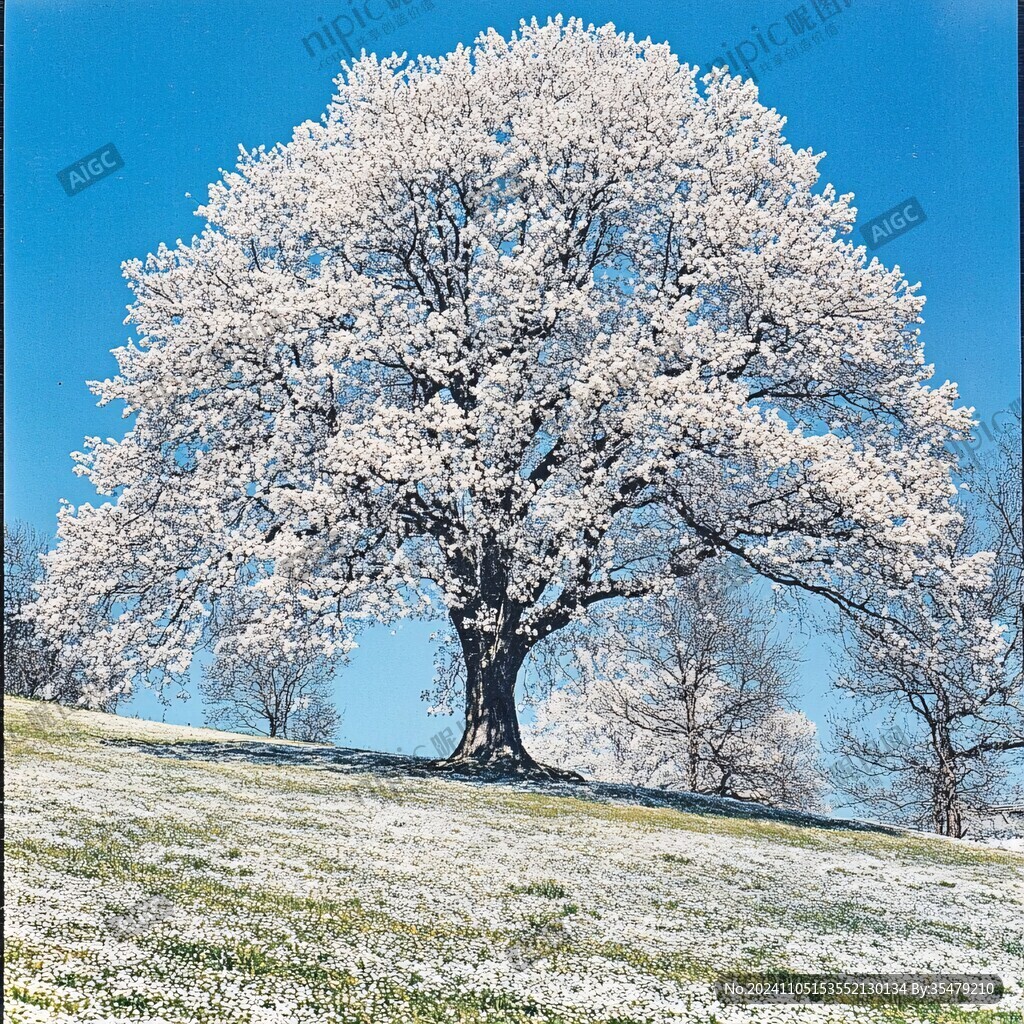 冰川上的樱花树