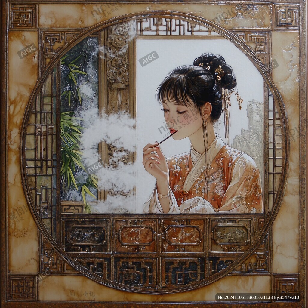美女图玻璃画