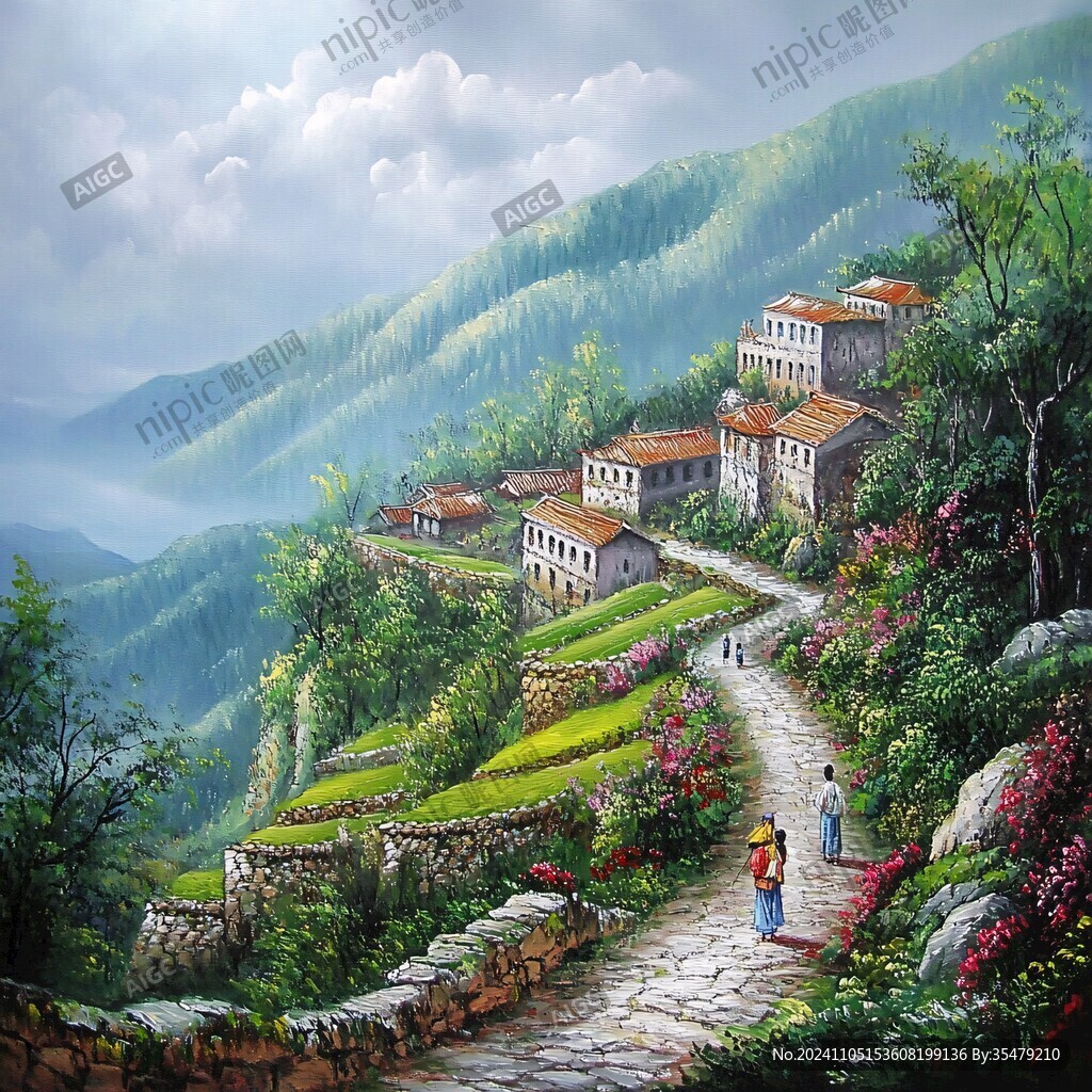 唯美山村图