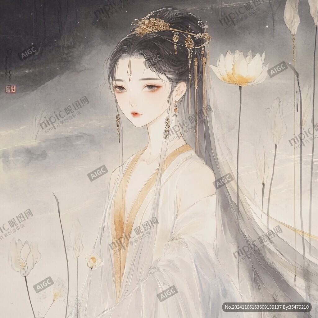 古风美女头像插画封面