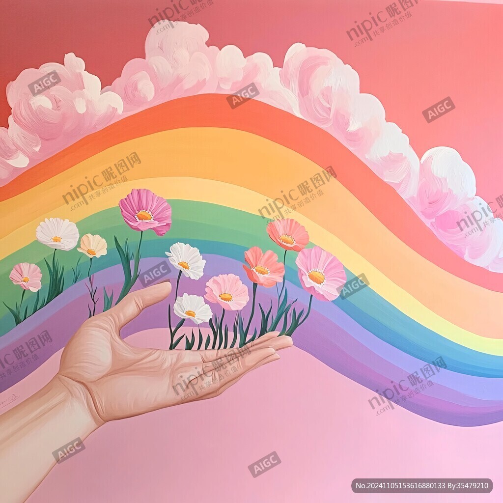 绘画作品彩虹插画