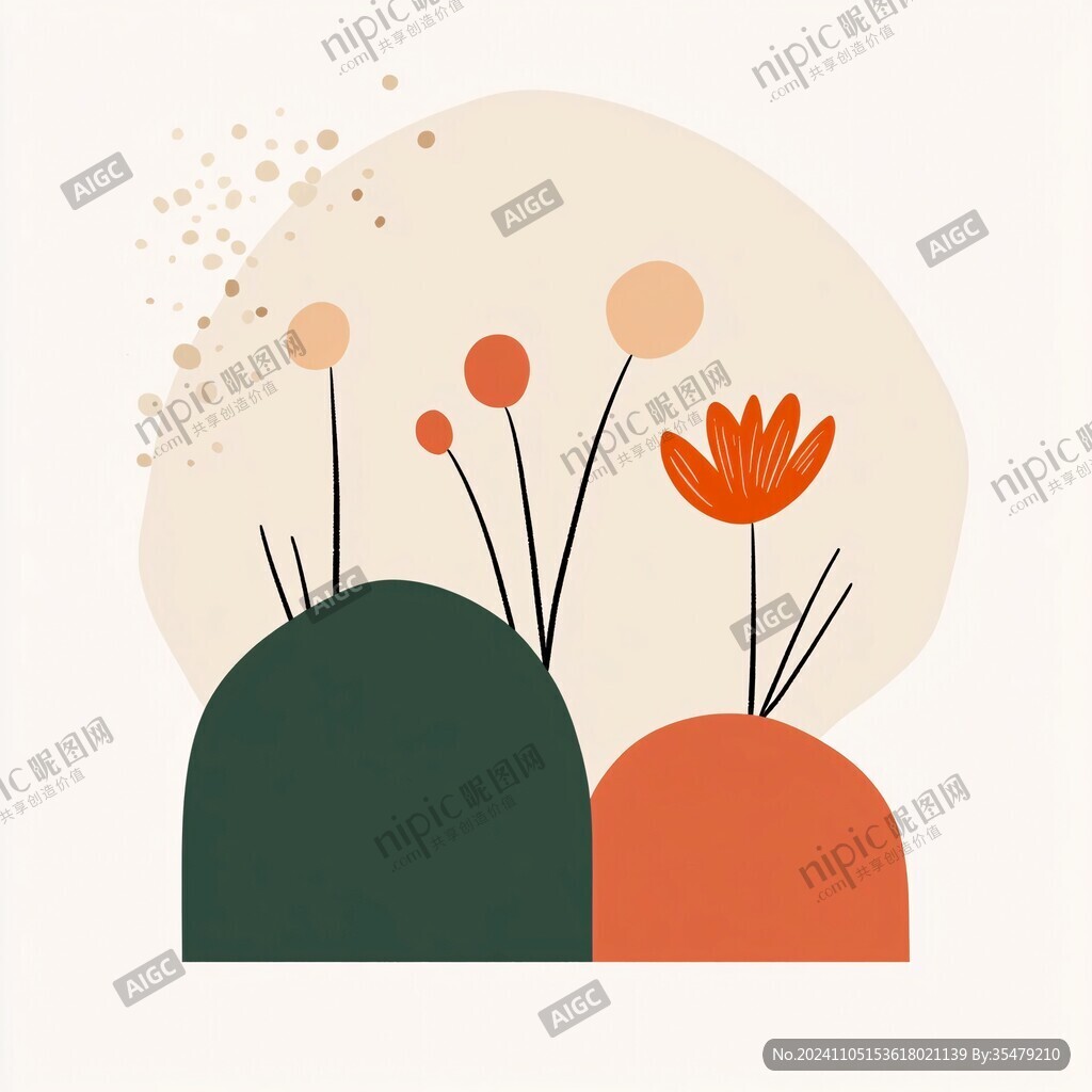 扁平插画植物