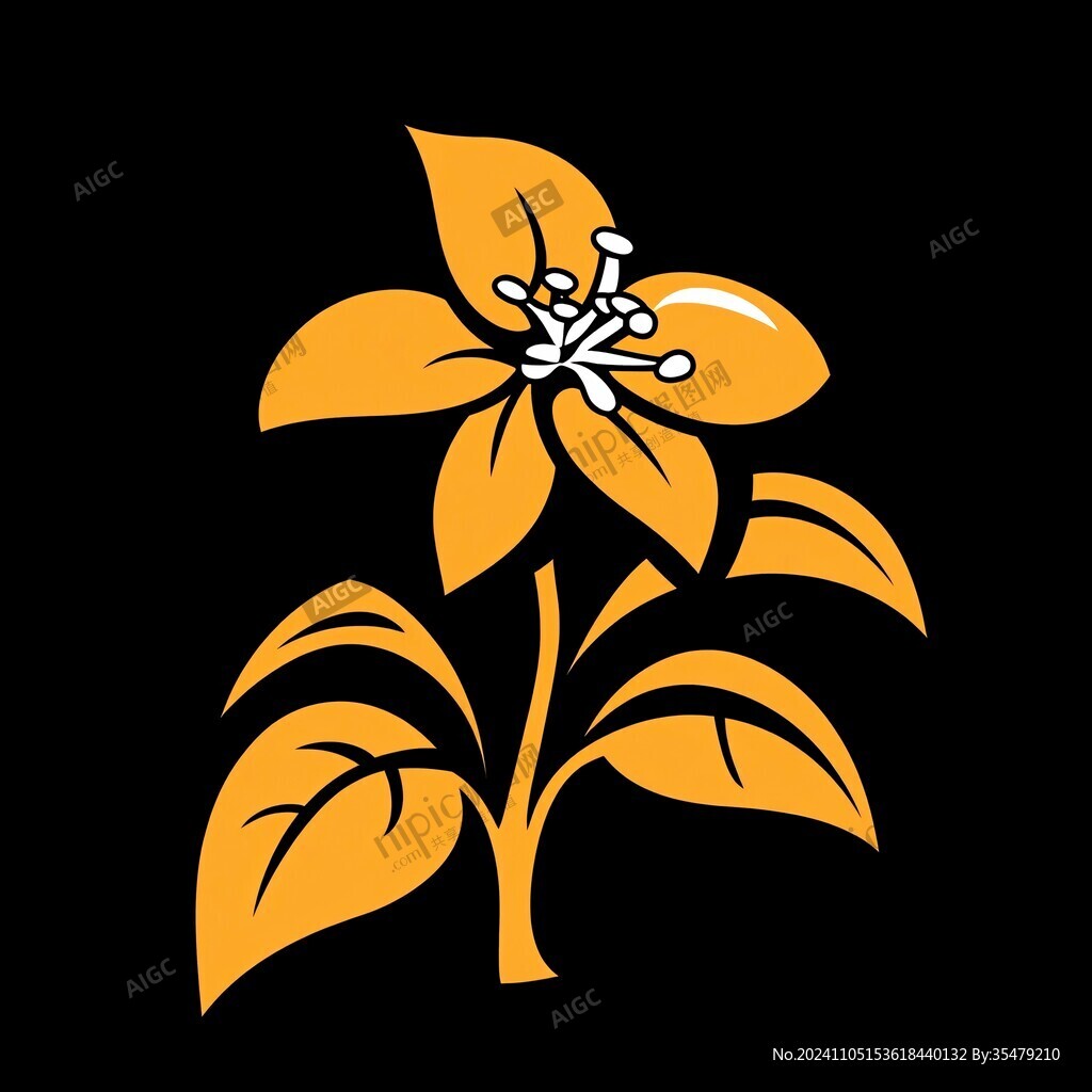 橘橙花朵涂鸦
