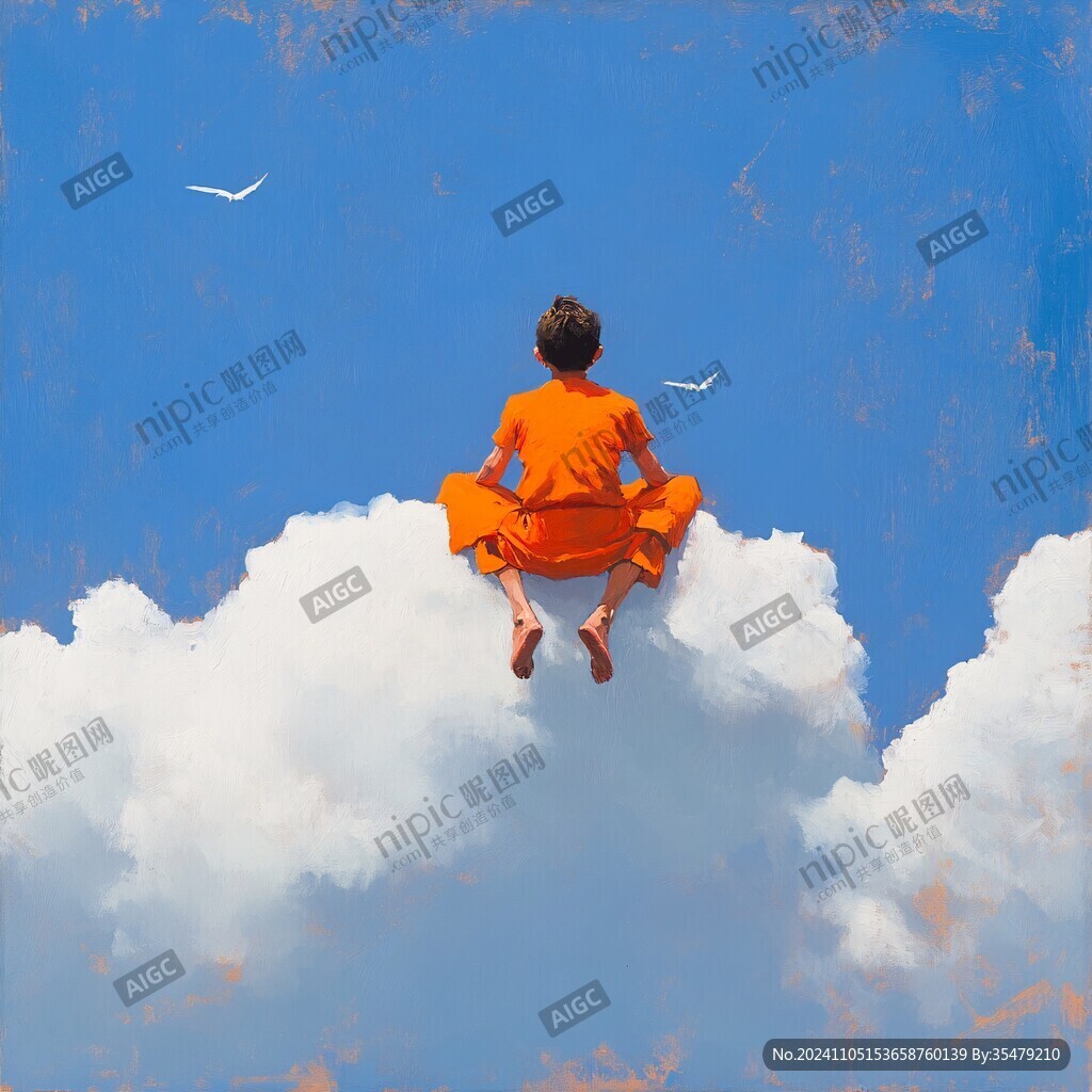 飞天男孩插画