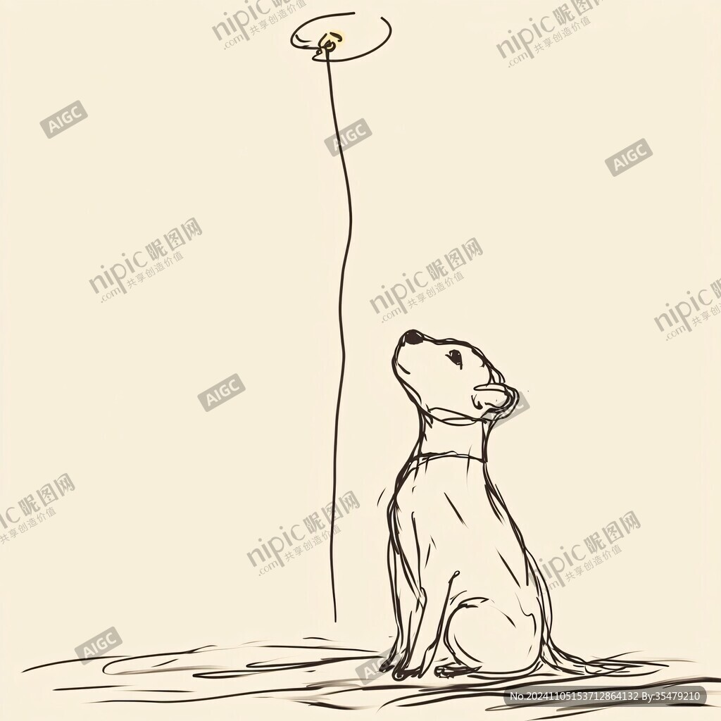 寂寞的小狗插画