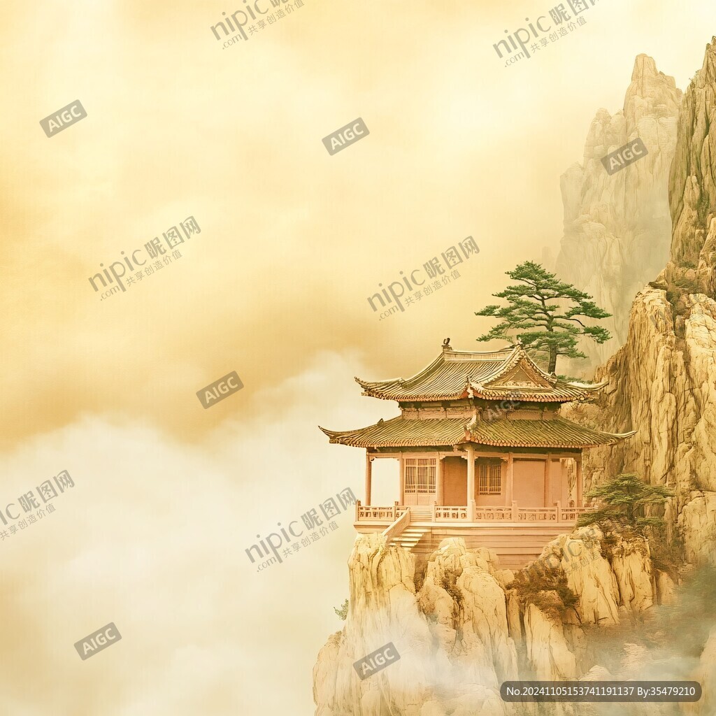 禅意山水山峰云雾风景